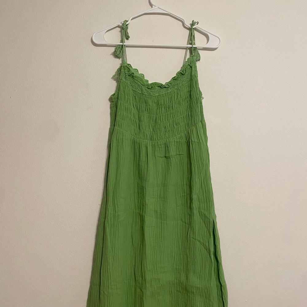 Cider Green Smocked Maxi Sundress